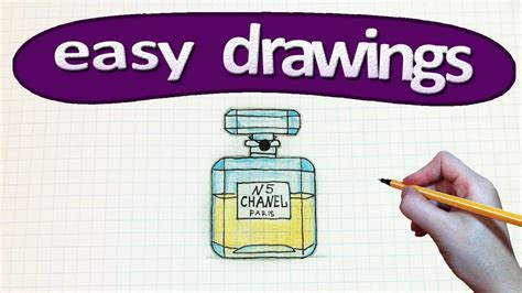 how to draw a chanel perfume bottle step by step|Chanel Perfume Sketch .